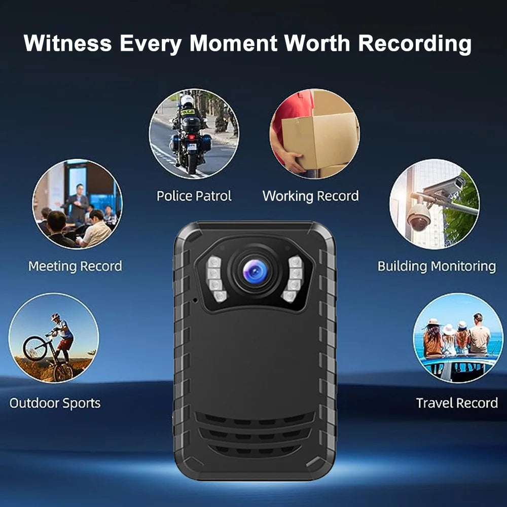 Danruiee N9 Mini Camera HD 1296P Police Body Camera 165° Night Vision Portable BodyCam 1.5 inch Body Worn Camera Security camera