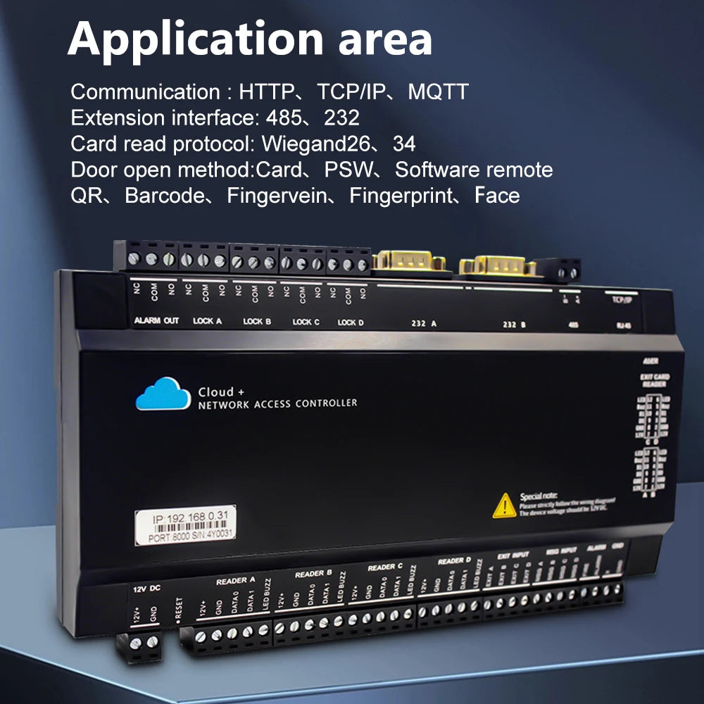 HTTP MQTT TCP IP Based Door Access Controller Panel Network WEB WAN Wiegand RS232 RS485 4-Door Ethernet Access Control Free SDK