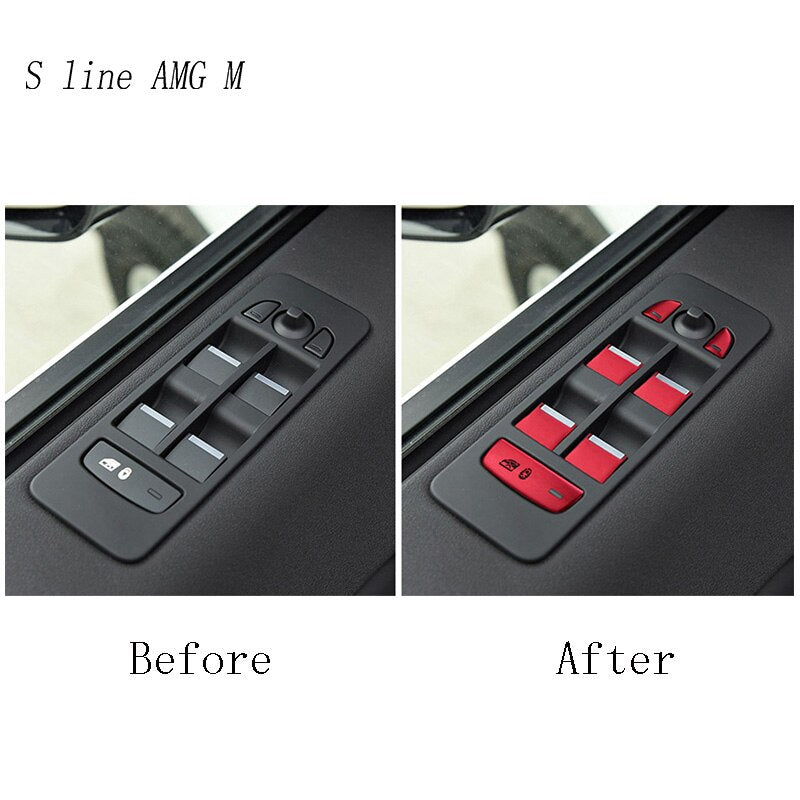 Car Door Window Glass Lift Button Knob Cover Stickers Trim For Land Rover Discovery 5 For Range Rover Sport Vogue Velar Evoque