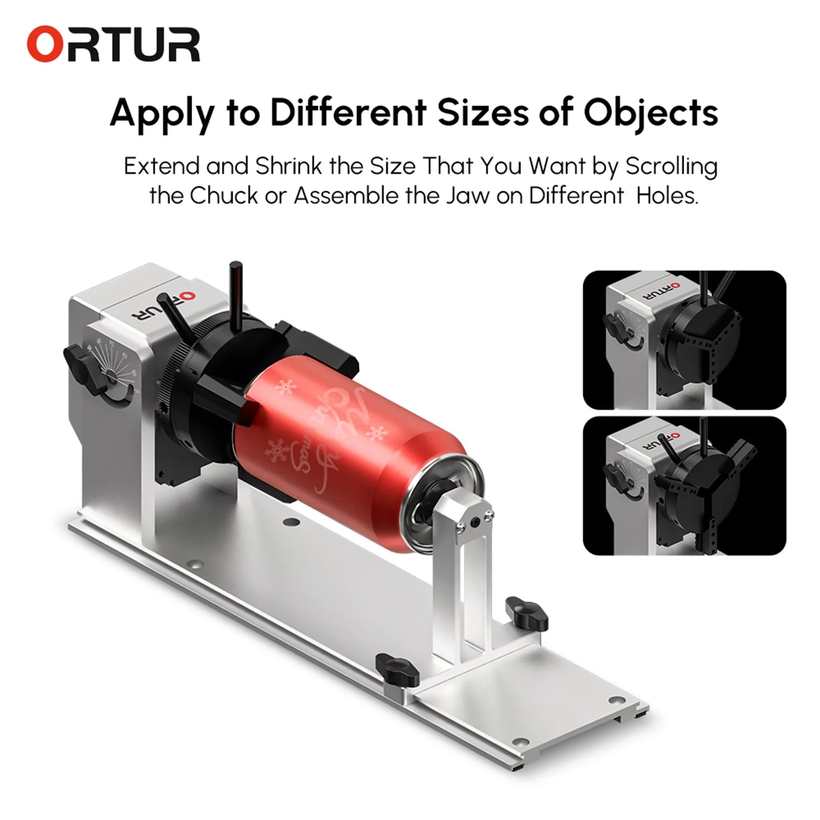 Ortur CNC Laser Rotary Roller (YRC1.0) for Laser Engraving Machine 360 Rotating 180 Horizontal Flip Angle Base Engraver Chuck