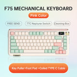 Fopato F75 Mechanical Keyboard Wireless Bluetooth 5.0/ 2.4G / Coiled TYPE-C Gamer Keyboard TTC Neptune Axis/Rabbit Axis Hotswap