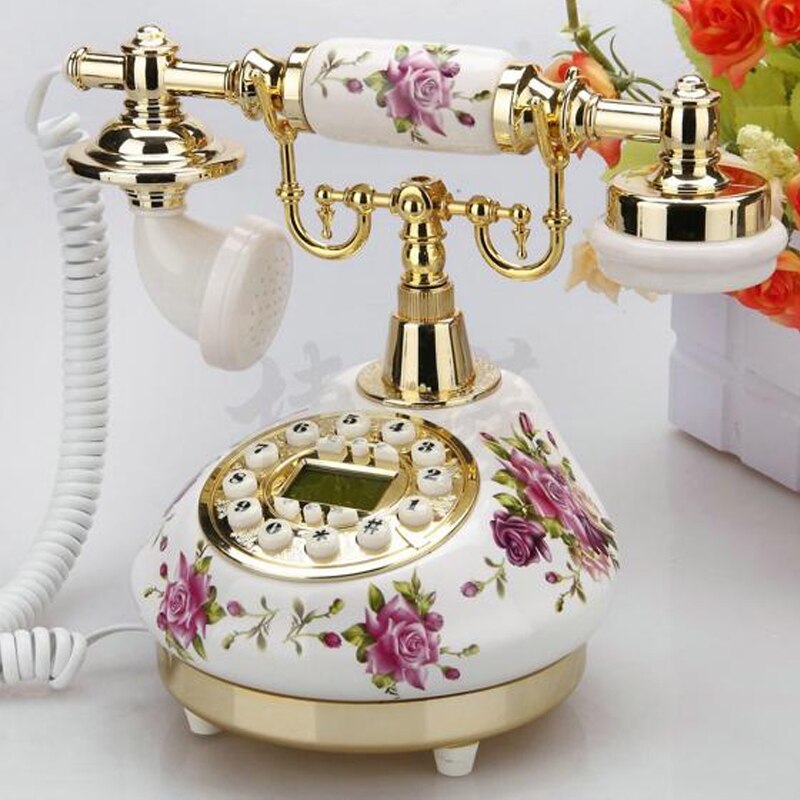 White Antique Telephone Corded Landline Home Phones Vintage Classic Ceramic Home Telephone Antique Art Shops Gift