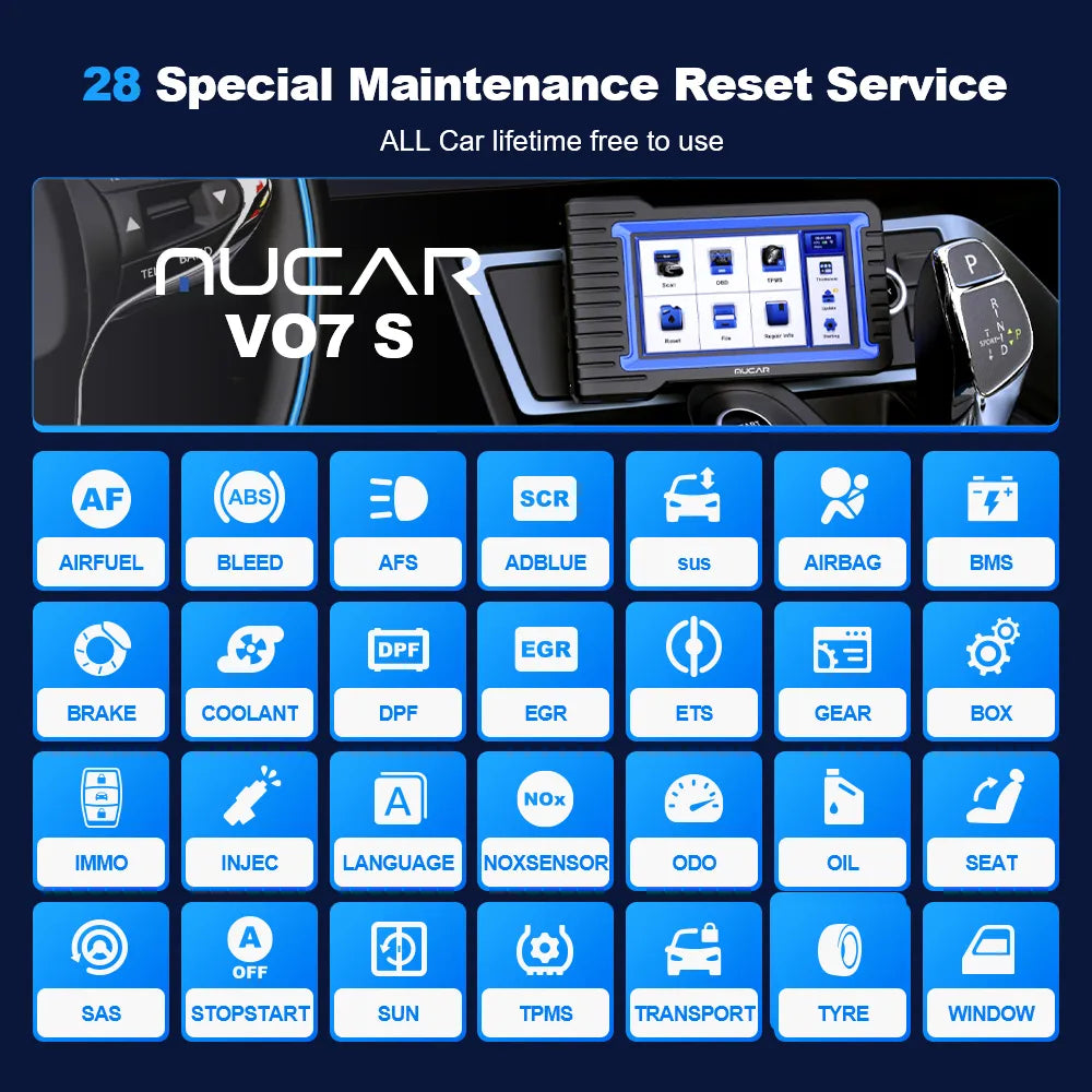 MUCAR VO7S Professional Car Diagnostic Scanner CAN-FD Full System 28 Reset ECU Coding Action Test OBDII Auto Scan Diagnose Tools