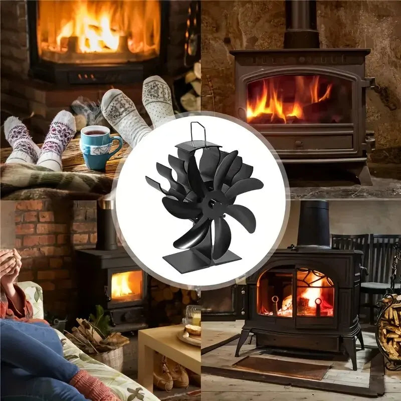 Home Silent 7-Blade Thermal Powered Fireplace Fan Heating Circulation Fireplace Heater Fan