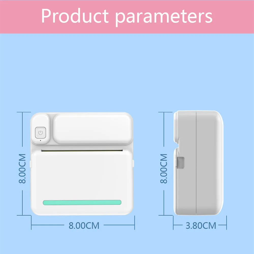 Portable Mini Label Printer Photo Thermal Adhesive Labels Printers Inkless Bluetooth Pocket Mini Printer Stickers Maker 57MM