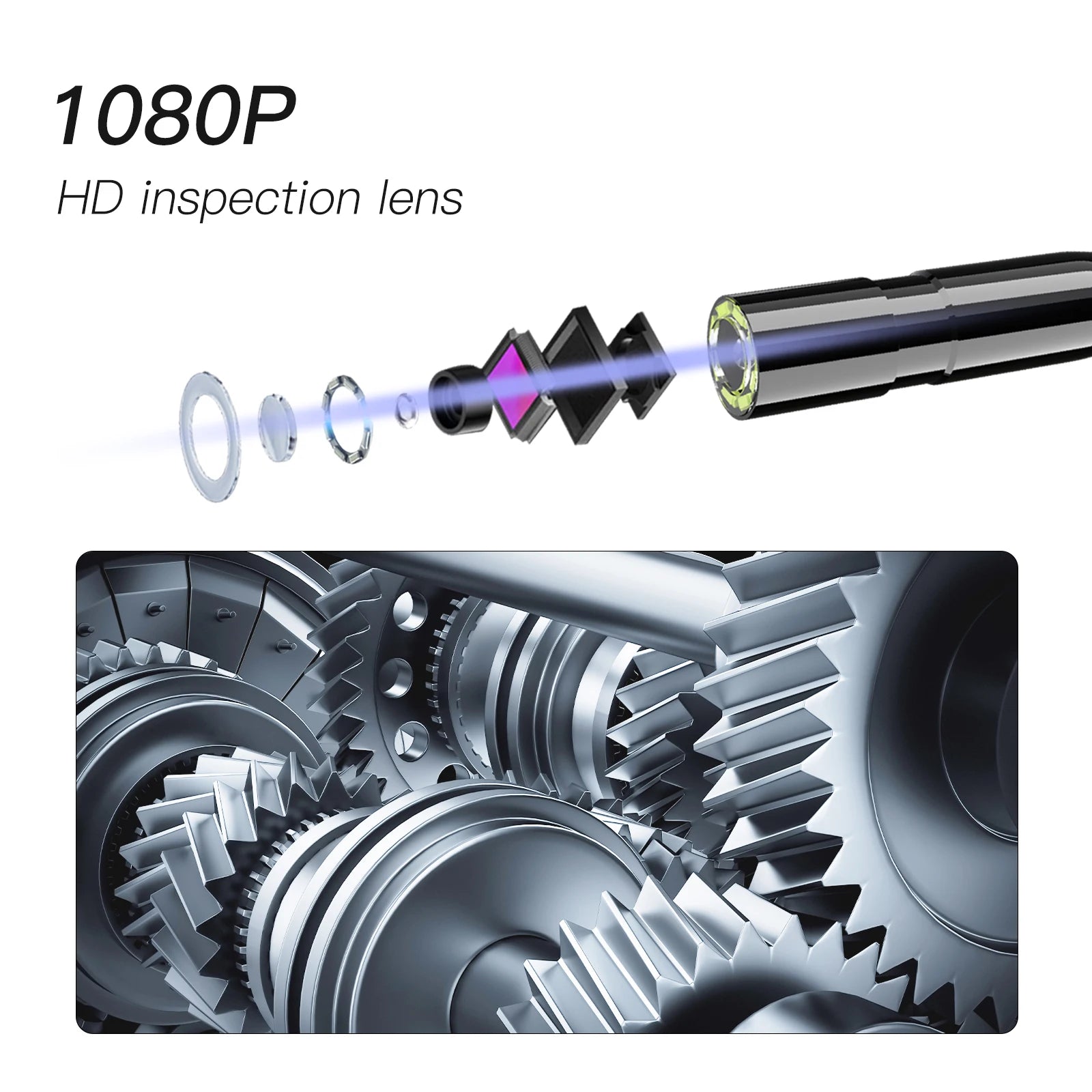 Industrial Endoscope Camera 2.4''/2.8'' IPS Screen Sewer Inspection Borescope IP68 Waterproof 8mm Lens For Car Engine Repair