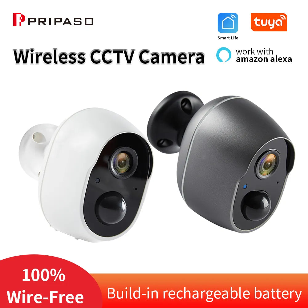 Tuya Wifi Battery Camera Outdoor CCTV Monitor Rechargeable Smart Life IP Cam IP66Waterproof Wireless No WireHome Security Camera