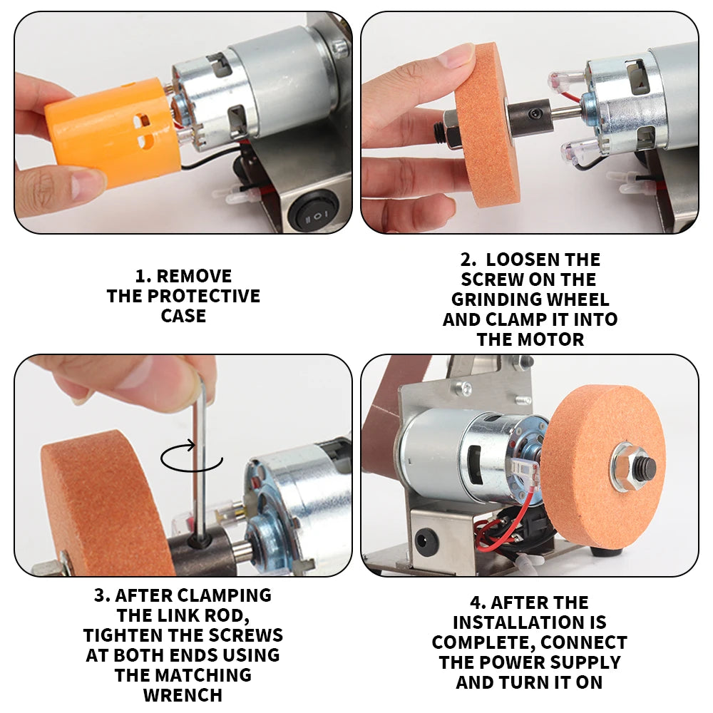 Mini Belt Sander High Speed Electric Polishing Machine Adjustable Belt Grinder for Polishing Metal Blade Wood 110-220V