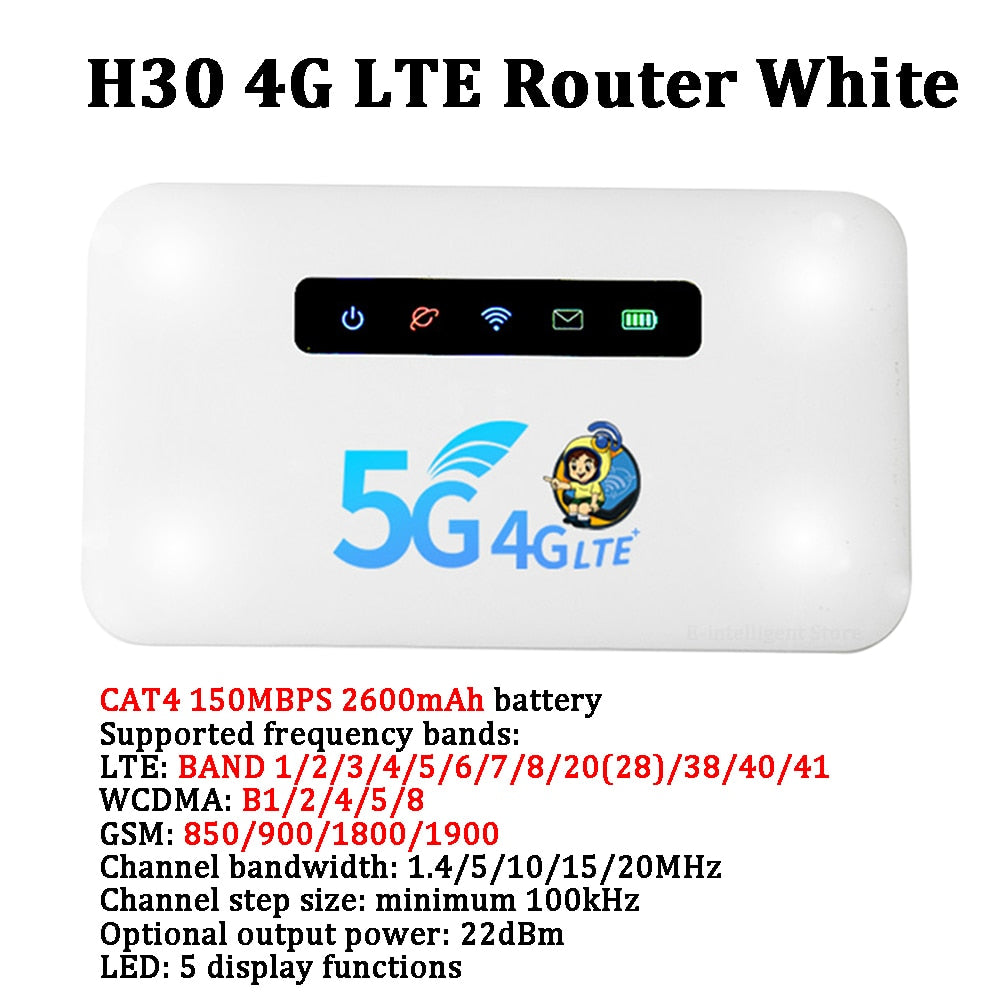 Portable WiFi Router 4G LTE WiFi Repeater 150Mbps 10000mAh Car Cottage Mobile Wireless Hotspot with Sim Card Unlimited Internet