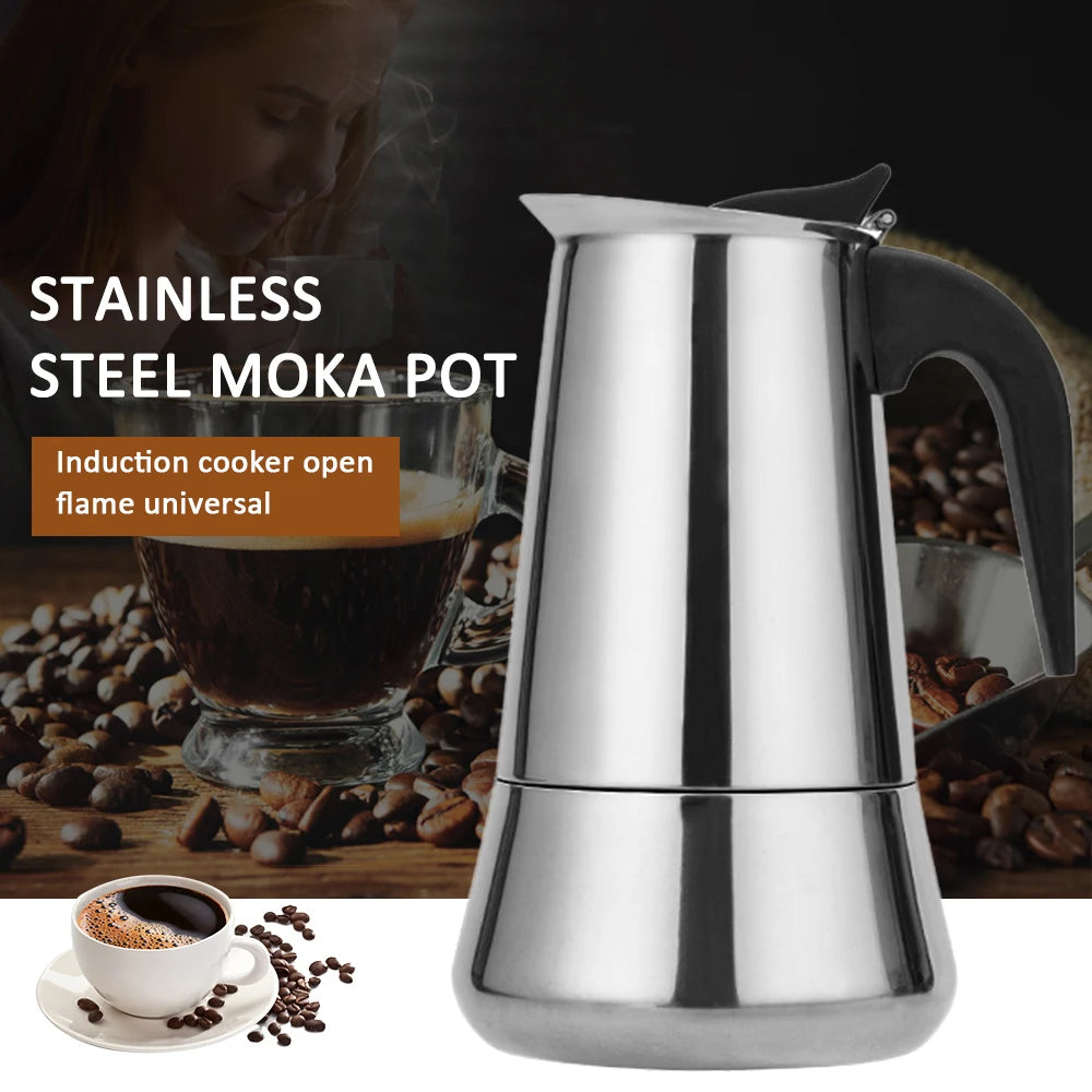 Stove Top Moka Coffee Pot Stainless Steel Filter Italian Espresso Coffee Maker Percolator Tool Mocha Cafetiere 100/200/300/450Ml