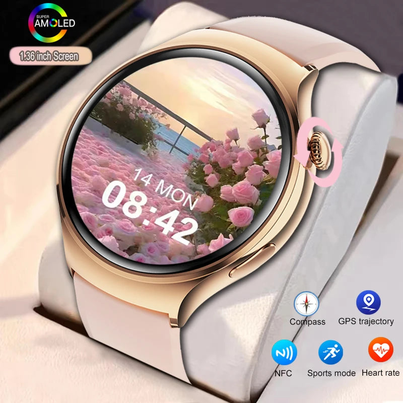 For Huawei GT4 Mini Smart Watch Woman Watch 4 AMOLED HD Screen Bluetooth Call GPS NFC Heart rate BloodSugar SmartWatch 2024 New