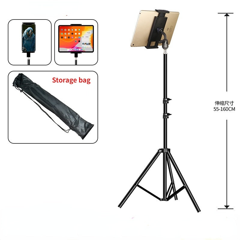 Adjustable Tablet Tripod Floor Stand Holder Live Mount Support for 5-10 inches for iPad Air Pro 12.9 Lazy Holder Bracket Support
