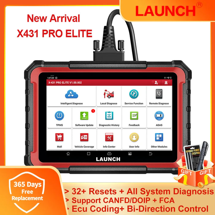 2023 New LAUNCH X431 PRO ELITE All System Diagnostic Tools CANFD DOIP Protocol Ecu Coding  31+ Reset Active Test OBD2 Scanner
