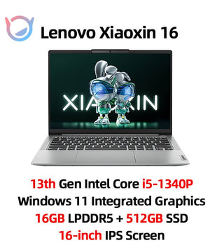 New Lenovo Xiaoxin 16 Laptop 13th Gen Intel i5-1340P 16GB RAM 512GB/1TB/2TB SSD 16-Inch Notebook Backlit Keyboard Computer PC