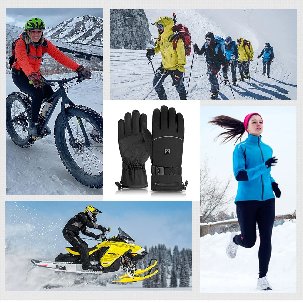 Motorcycle Heated Gloves New Battery Powered Winter Waterproof Heated Gloves Windproof Motorcycle Riding Warm Gloves