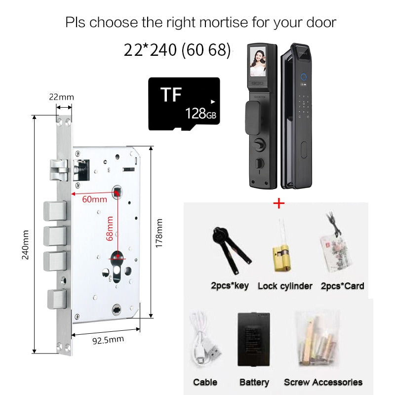 Fully Automatic WIFI APP 3D Face Recognition Smart Lock Fingerprint Biometric Card Key Digital Lock Home Smart Lock