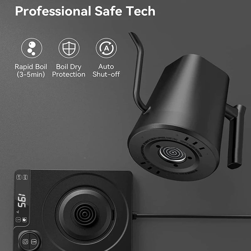 110V 220V Gooseneck Electric Kettle 1000ml Hand Brew Coffee Pot Smart Teapot Temperature Control Pot 1200W Rapid Heating Kettle