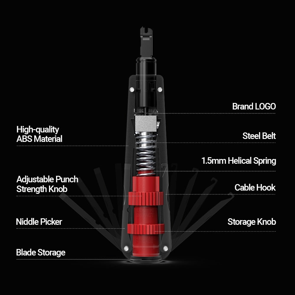 Punch Down Tool AMPCOM 110 Type Multi-function Network Cable Tool with Two Blades Telephone Impact Terminal Insertion Tools