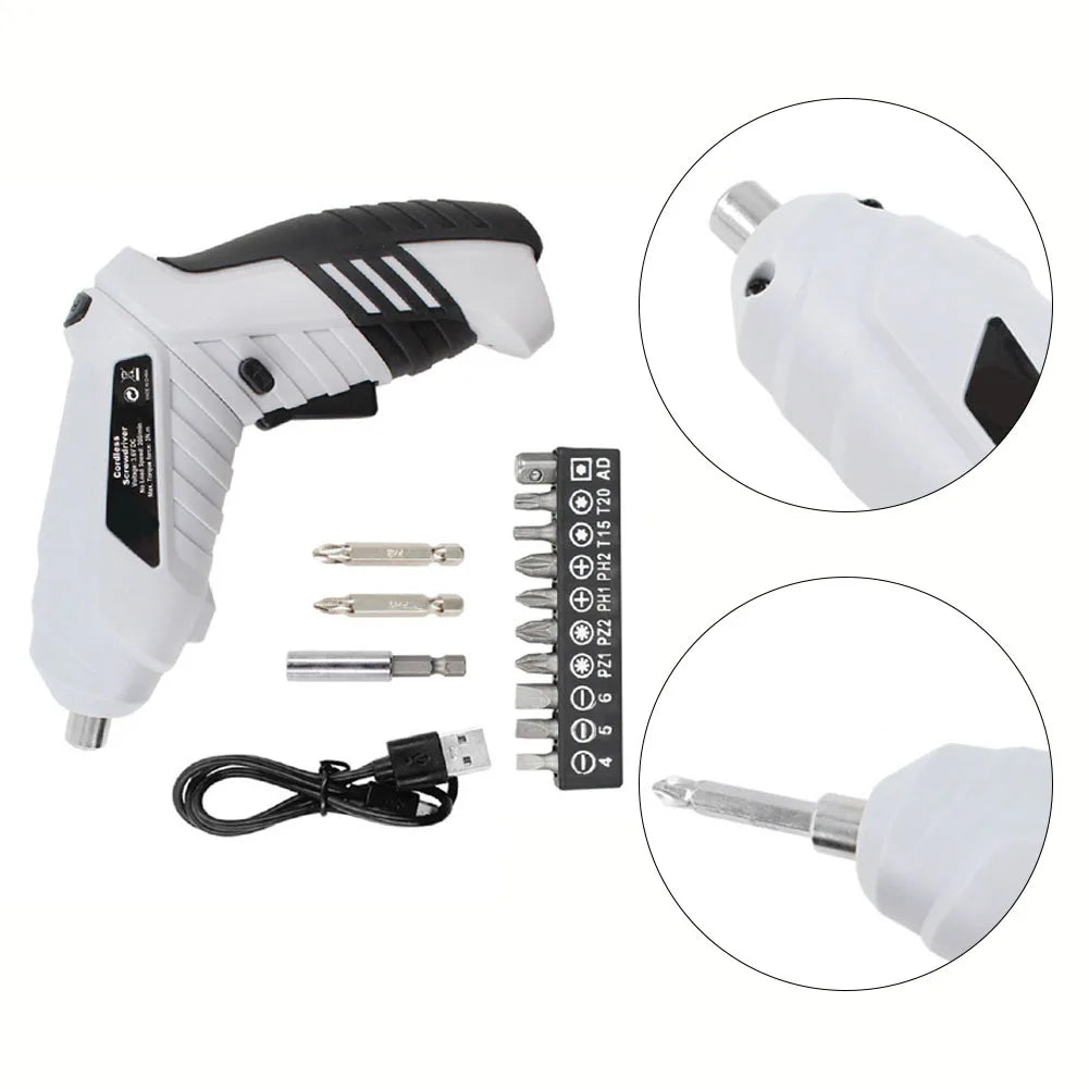 Cordless Electric Screwdriver  Twistable Handle Hand Drill  Rechargeable 3 6V 1300mAh Battery  LED Working Light Efficient and