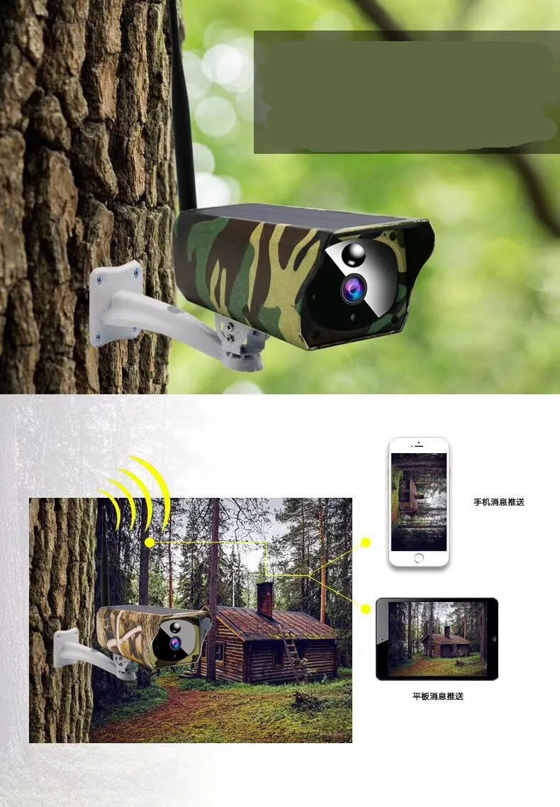 2MP 1080P Solar Power  Hunting IP  Camera Wifi Wildlife Camera Waterproof Monitoring Cam Night Vision Photo