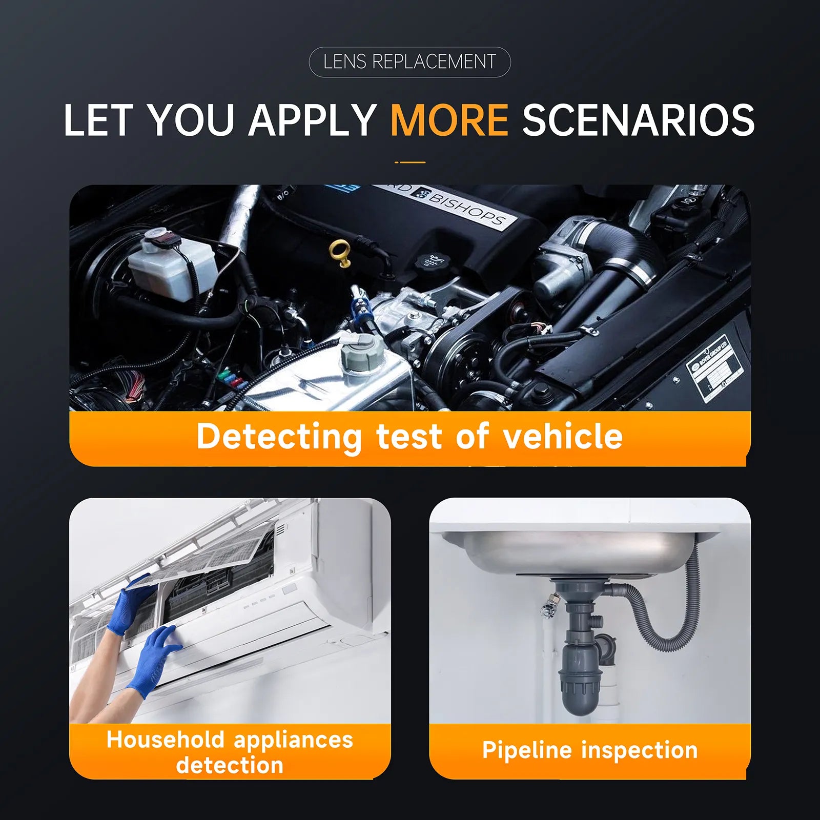 4.3'' IPS Screen Industrial Endoscope Camera Pipe Sewer Borescope IP68 Waterproof 8mm Lens For Car Engine Repair Inspection
