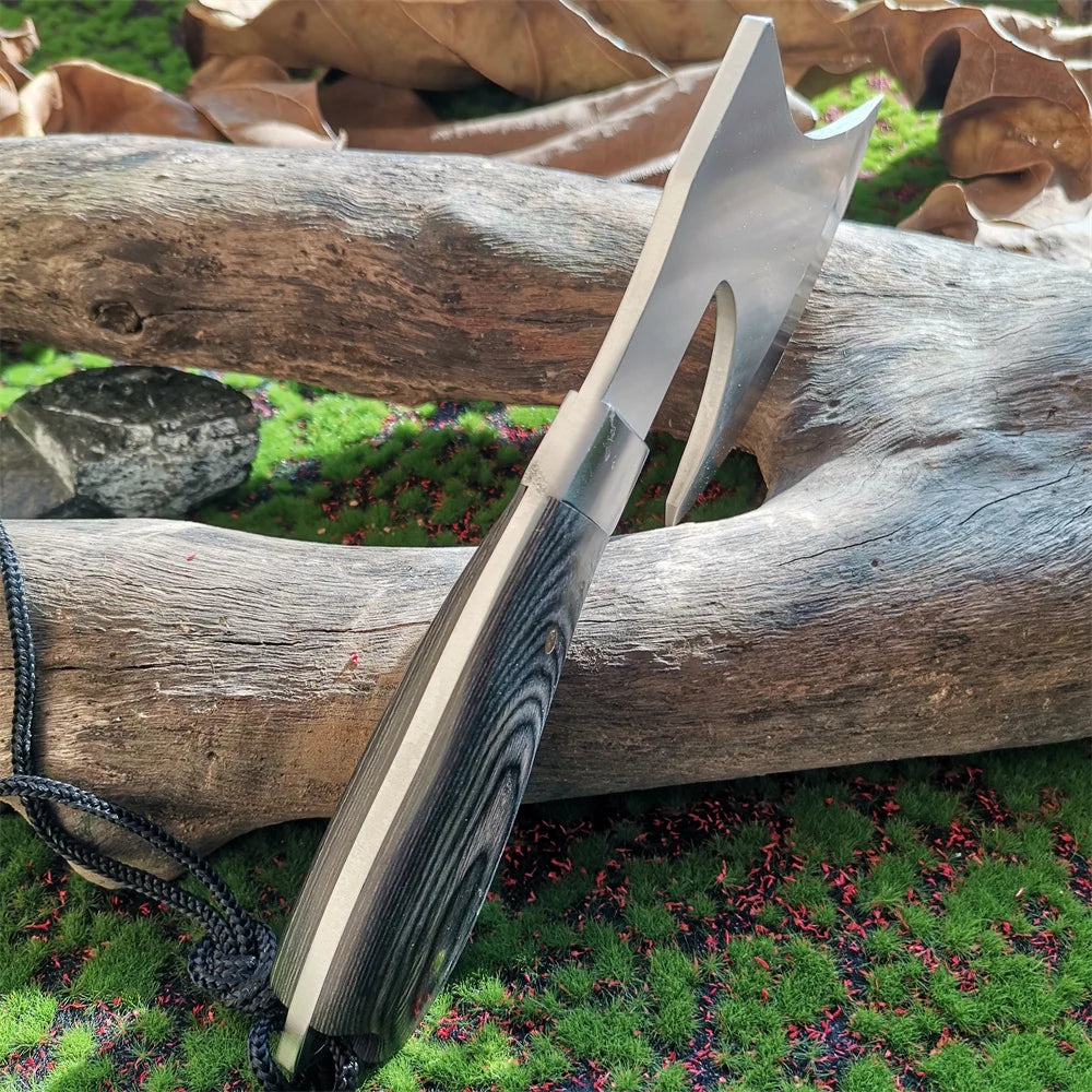 Wooden Handle Stainless Steel Blade Camping Hunting Survival Axe - Compact and Comfortable Jungle Tactical Tool