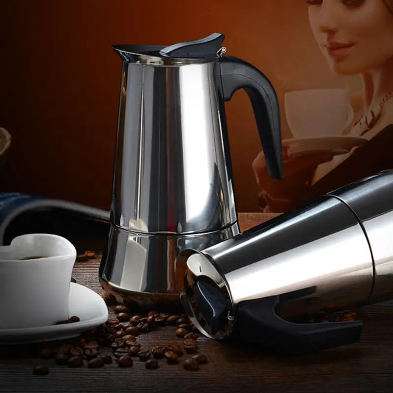 Stove Top Moka Coffee Pot Stainless Steel Filter Italian Espresso Coffee Maker Percolator Tool Mocha Cafetiere 100/200/300/450Ml