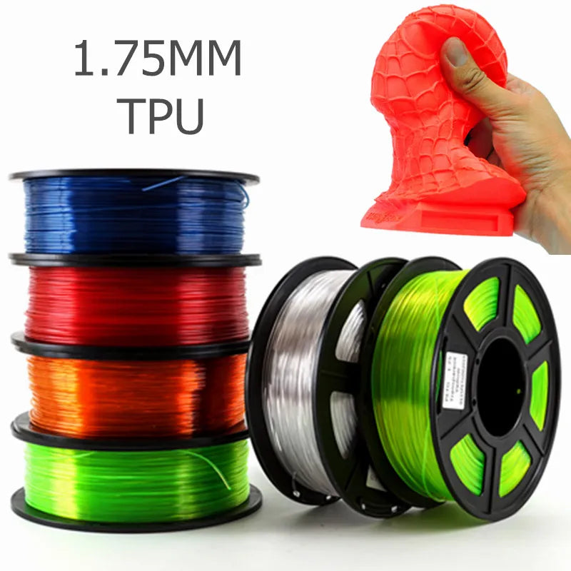 TPU 3D Printer Filament Flexible 1.75mm 250G Sublimation Plastic Filaments 95A 3D Printing Materials Black Transparent Red Blue