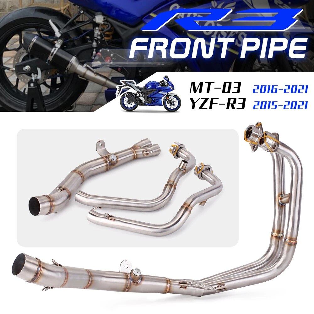 For Yamaha YZF R3 R25 MT03 Motorcycle Exhaust Escape Moto Modified Full Systems Front Middle Link Pipe Muffler DB Killer parts