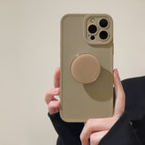 Retro Solid Color Matte With Holder Case For iPhone 14 13 12 11 Pro Max 7 8 Plus XS X XR SE 2022 Mini Soft Silicone Bumper Cover