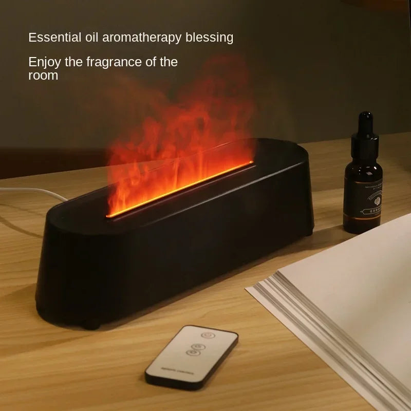 2023 Simulation Flame Aroma Diffuser Humidifier with Remote Control Ultrasonic Essential Oil Diffuser 7-color Fire Humidifier