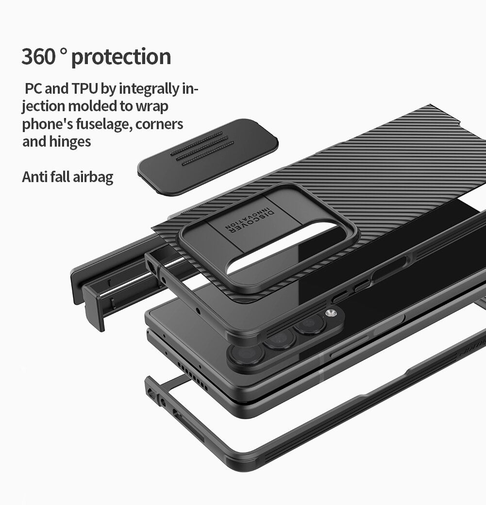 For Samsung Galaxy Z Fold 4 Case NILLKIN CamShield Pro Slide Camera Back Protector Cover Kickstand With S-Pen Pocket For Z Fold4