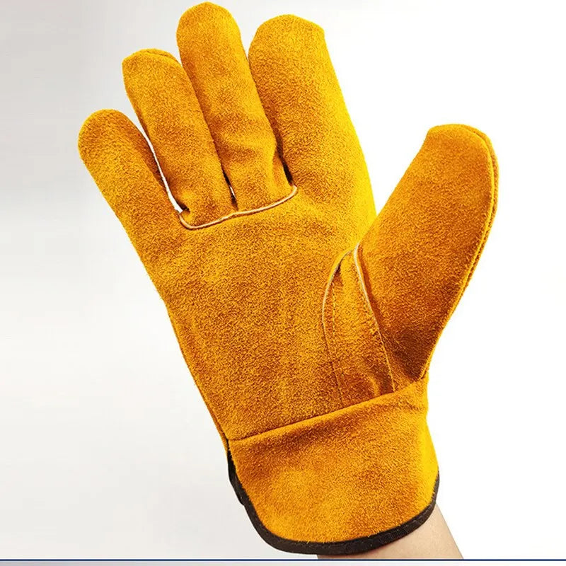 A5 Men Work Gloves Soft Cowhide Driver Hunting Driving Farm Garden Welding Security Protection Safety Mechanic Glove