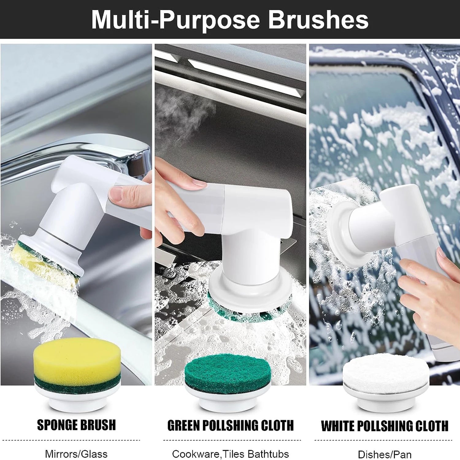Electric Spin Scrubber Cordless Cleaning Brush with 2 Rotating Speeds & 6 Replaceable Heads for Bathroom,Kitchen,Wall,Oven,Dish