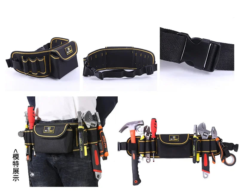 Hardware Tool Repair Kit Storage Bag Oxford Cloth Tool Belt Bag for Electric Drill Wrench Clamp Hammer Multi-pockets Waist Bag