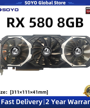 SOYO AMD RX580 8GB 2048SP Gaming Graphics Card GDDR5 256Bit PCI Express 3.0 ×16 8Pin Radeon GPU RX 580 Series placa de video
