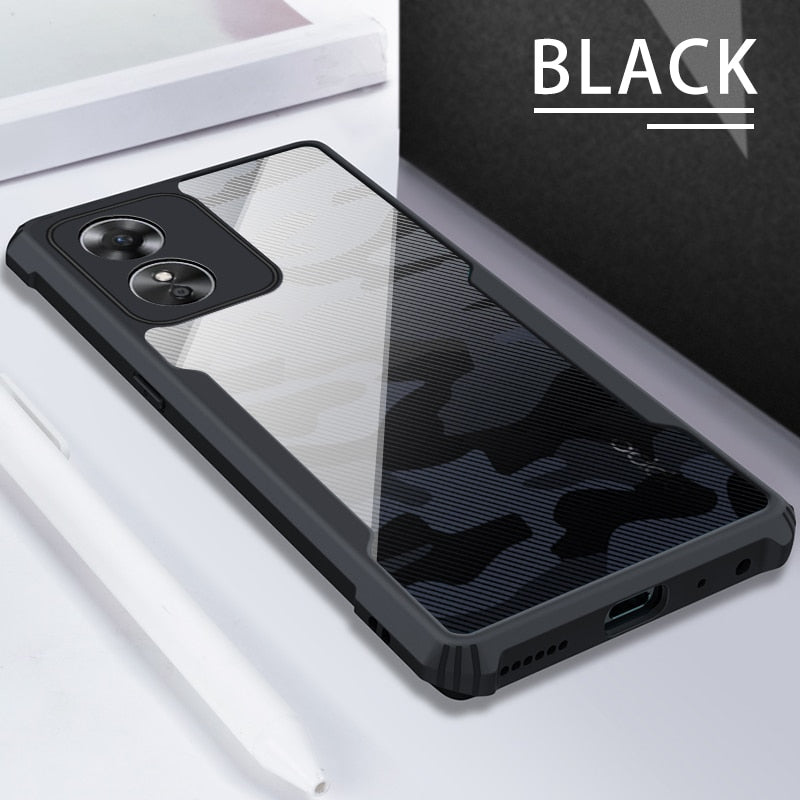 Rzants For OPPO A17 4G Case Hard Camouflage Cover TPU Frame Bumper Half Clear Phone Shel