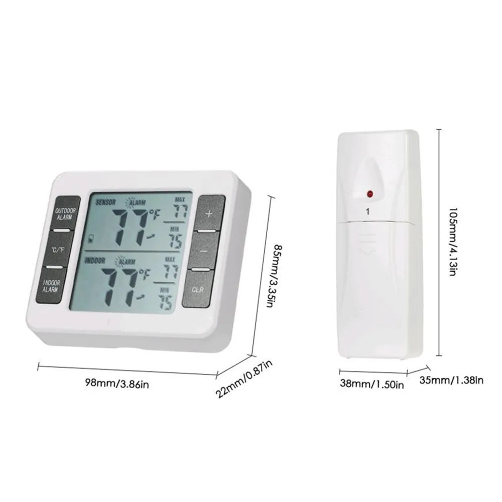 LCD Digital Thermometer Temperature Meter Indoor Outdoor Weather Station+ Wireless Transmitter with C/F Max Min Value Display