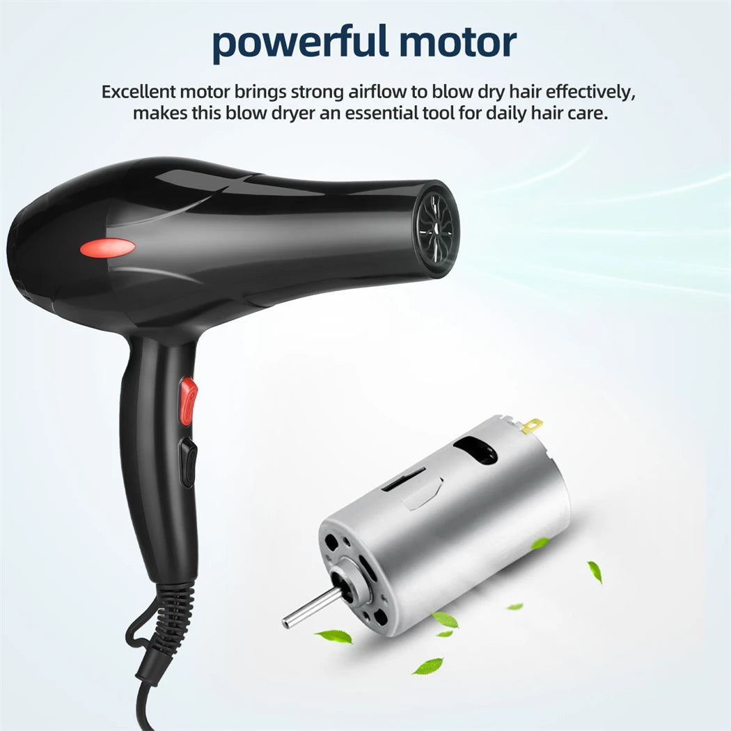 CkeyiN Powerful Electric Hair Dryer Low Noise Below Dryer Hot Cold Wind Hairdryer 3 Heat Settings 2 Speeds 2 Nozzles 2200W 220V