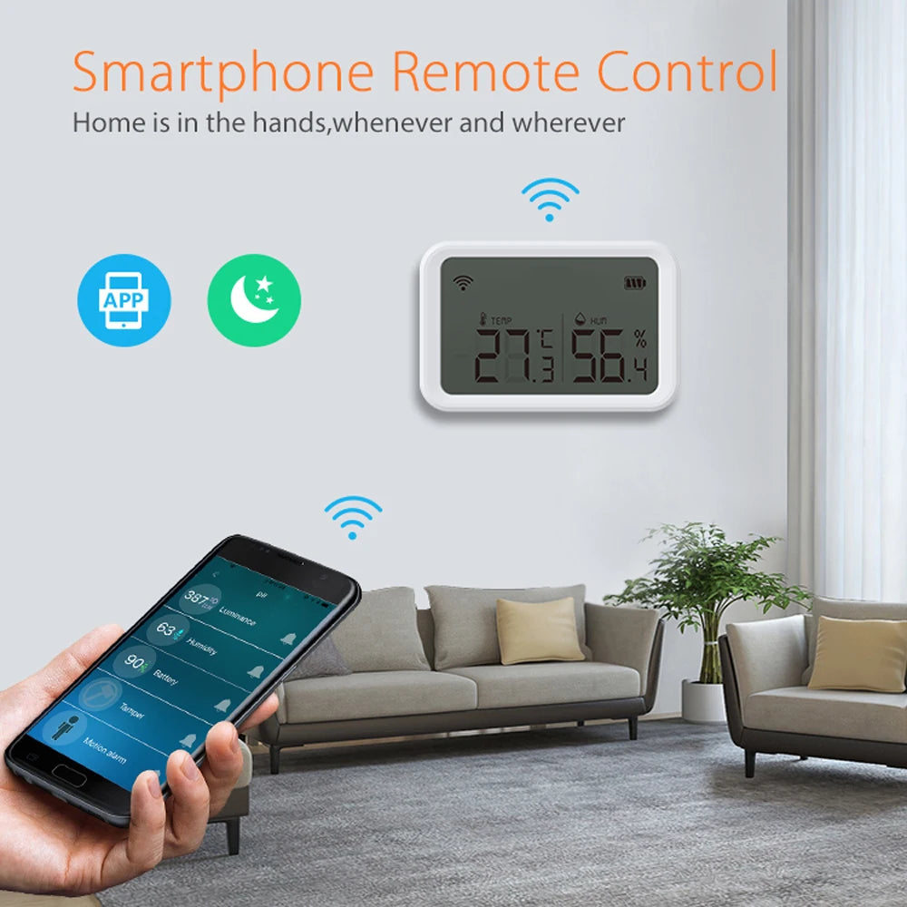 Works with Zigbee Tuya Temperature and Humidity Sensor With LCD Screen Tuya Smart Life Zigbee Hub/Gateway