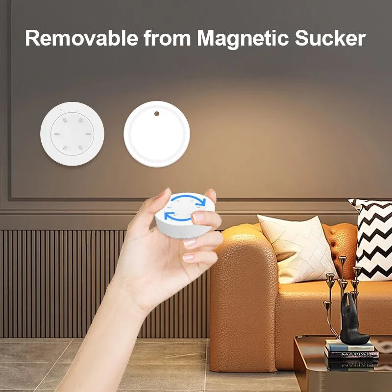 Tuya Zigbee Smart Rotary Dimmer Switch Button with Magnetic Sucker Home Automatic Scenario Linkage Hand Remoter App Control Bulb
