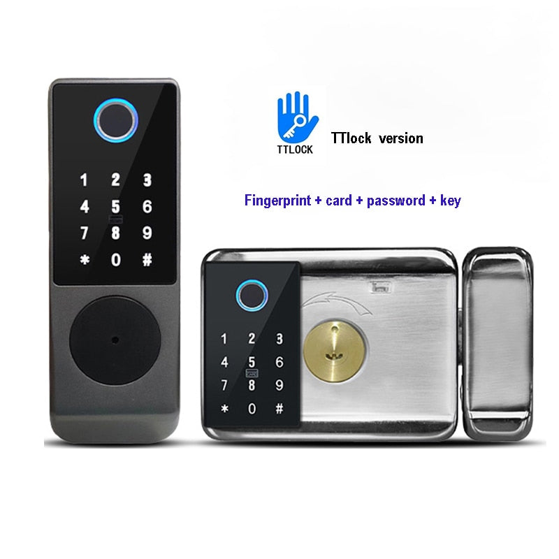 Fingerprint Lock Waterproof Tuya Wifi Remote Control Bluetooth TTLock App Card Digital Code Keyless Electronic Smart Door Lock