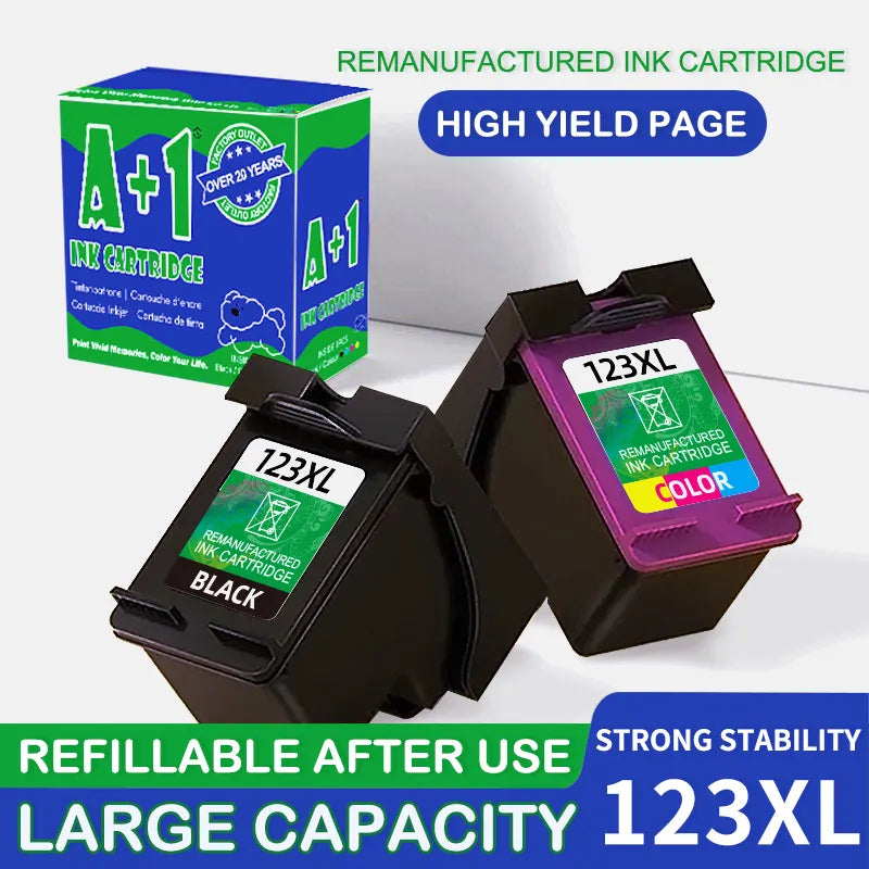A+1 123XL Replacement for hp Deskjet 2620 Ink Cartridge for hp 123 for HP123 Deskjet 2630 2632 2130 2132 2134 Officejet 3830