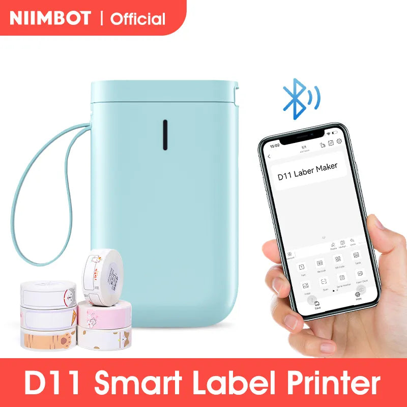 NiiMbot D11 Label Maker Machine Portable Wireless Bluetooth Thermal Label Printer Multiple Templates Available for Office Home