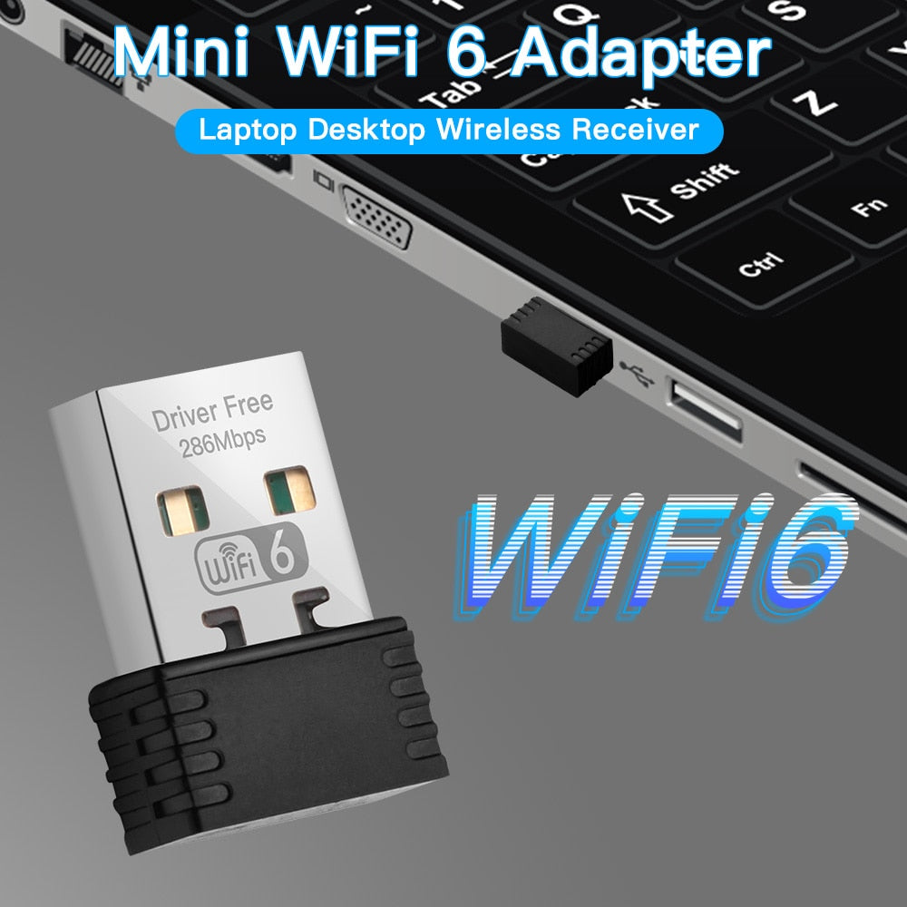 Mini USB WIFI 6 Network Card 2.4GHz USB Dongle  Wi-Fi Lan Adapter  802.11ax Driver Free For PC Laptop Windows 7 10 11