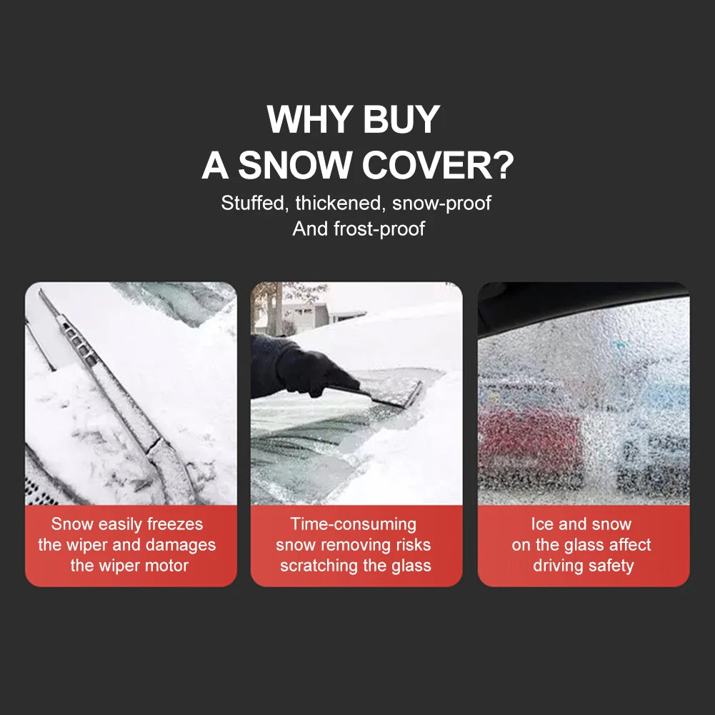 Car Snow Cover Thickened Cotton Stuffing Windshield Cover with Side Mirror Cover Protector for Snow Ice Frost Rain 166*104cm