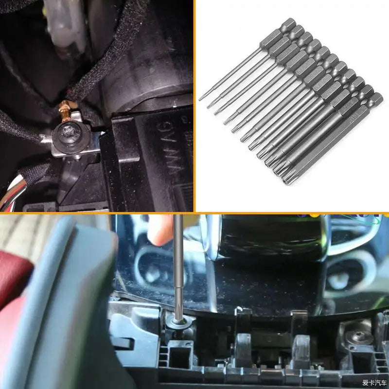 11pcs Torx Bit Set Magnetic Tamper Resistant Star Bits T6-T40 Screwdriver Wrench Drill Bit Set Electric Drill Matching Tools
