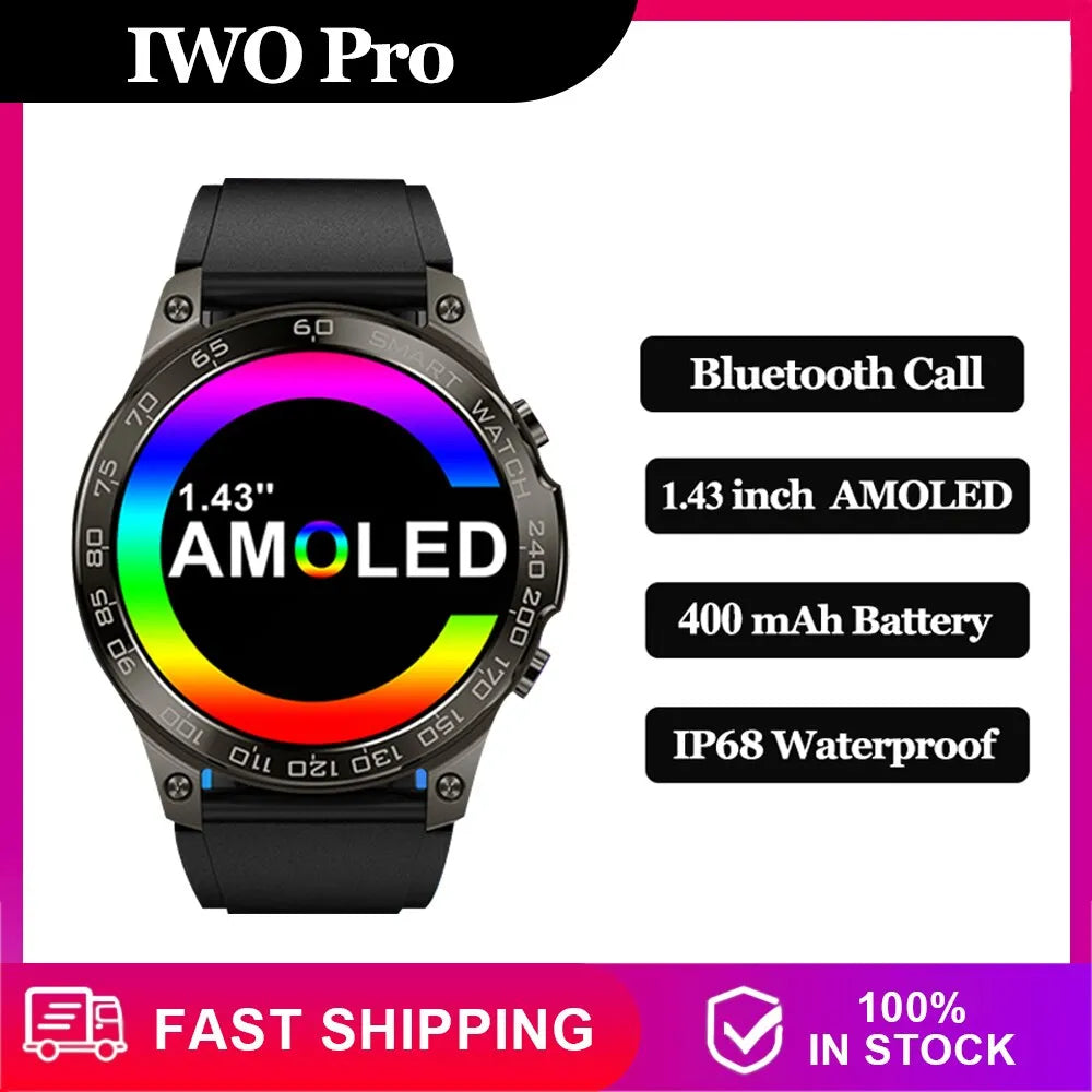 IWO Pro DM50 Smart Watch Sport IP68 Waterproof AMOLED HD Full Touch Screen Men Bluetooth Call 400mAh Battery Smartwatch