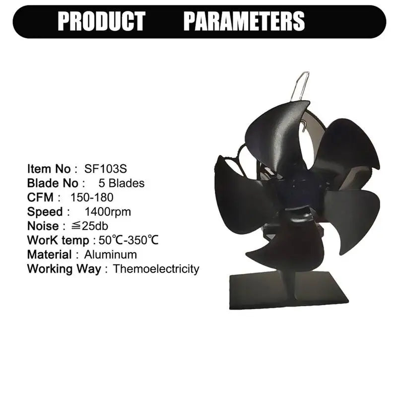 Blades Stove Fan For Wood Burning Stove Or Pellet Stove Quiet Home Fireplace Fan Efficient Heat Distribution