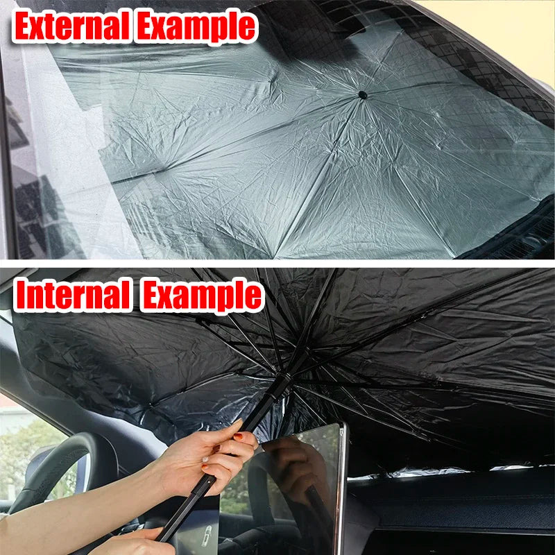 Car Sunshade Front Windshield Parasol V-shaped for EV Sun-proof and Heat-insulation Foldable Sun Shade Umbrella New Style